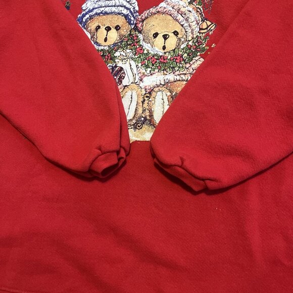 Maze Christmas Bear Sweatshirt SZ Medium Red Holiday Sweater Vintage - Picture 7 of 10